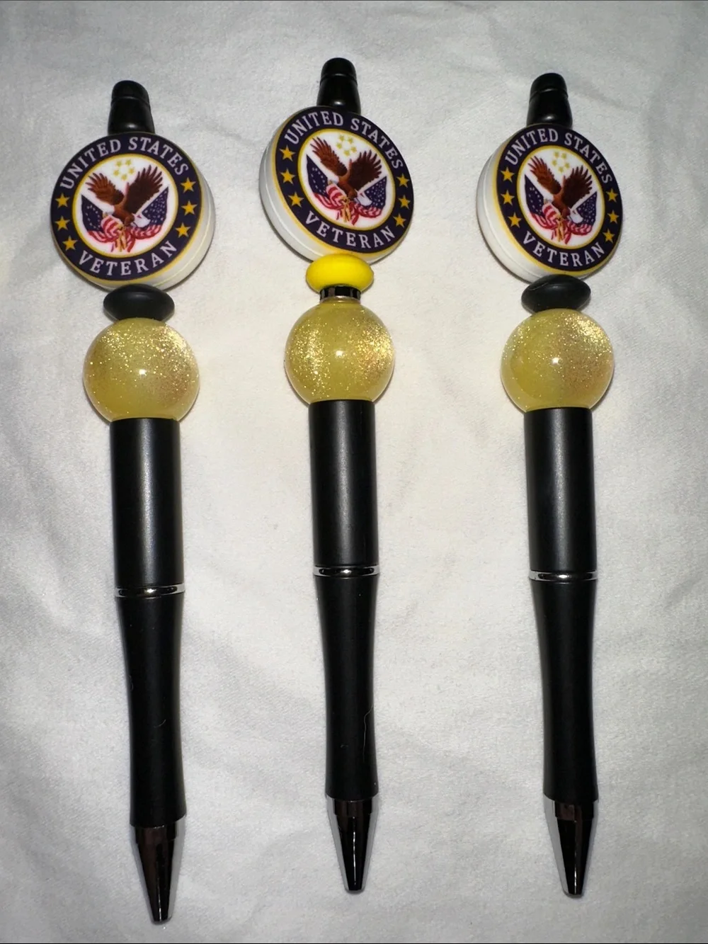United States Veteran Black Ballpoint Pen with Yellow Accent